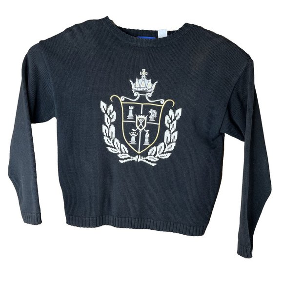 EP Pro Sweaters - EP Pro Pullover Sweater Womens M Black with Embroidery Golf Crown Coat of Arms